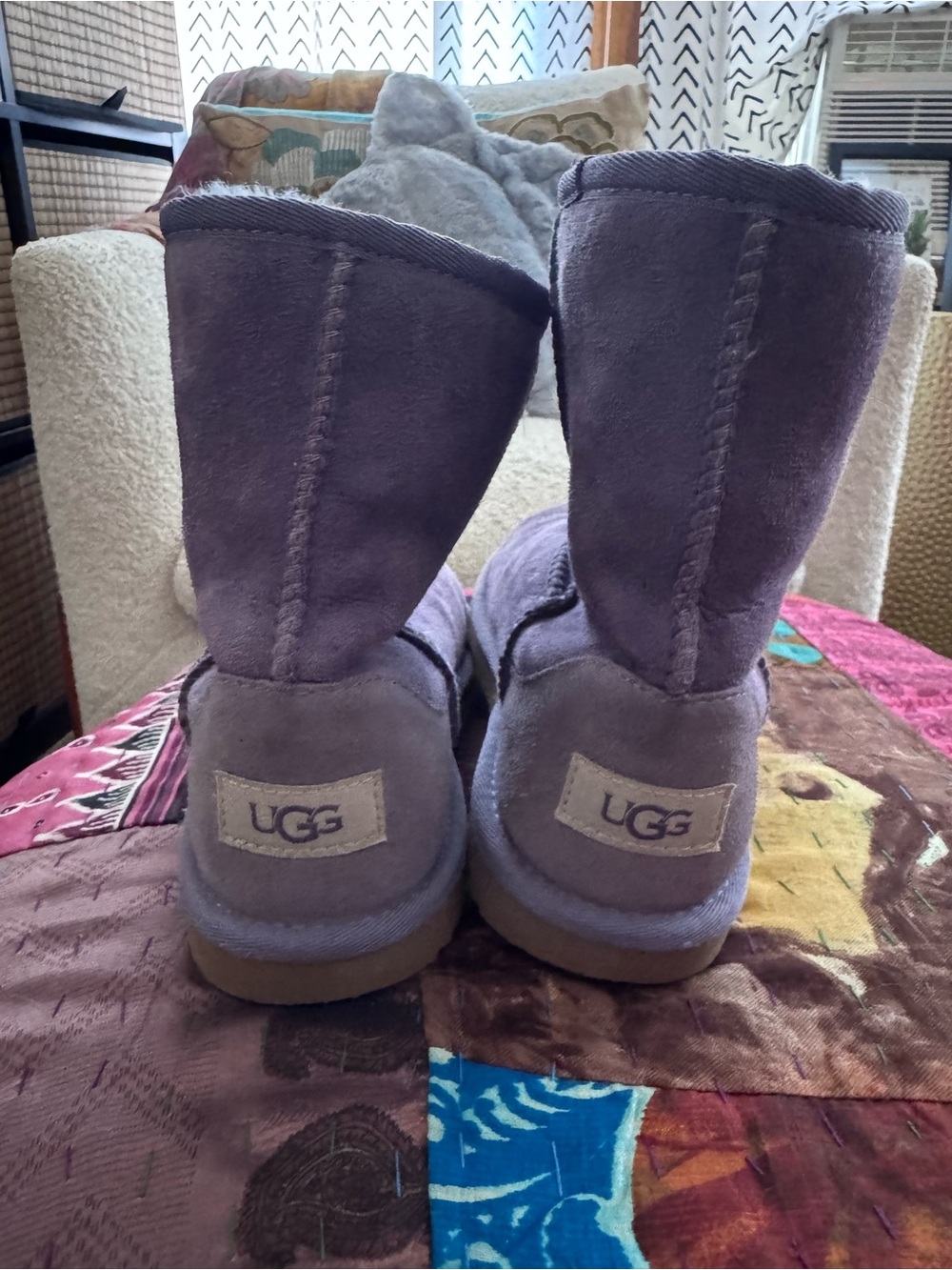 UGG Women’s Short Purple Suede Winter Boots - Picture 3 of 5